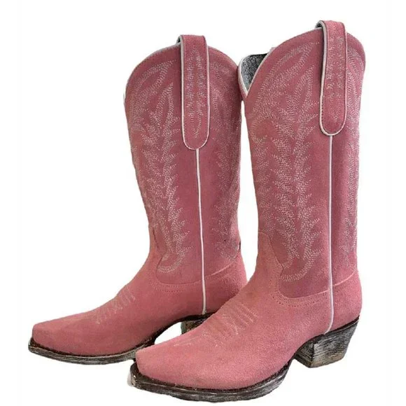 Liberty Black Caborca Silver Tracy Gamuza Cowboy Boot, pink, size 7 - Picture 1 of 3